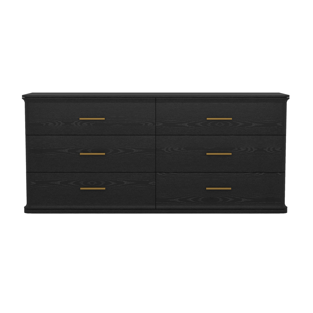 Manhattan Comfort Clifford Traditional Dresser in Black (6-Drawer)