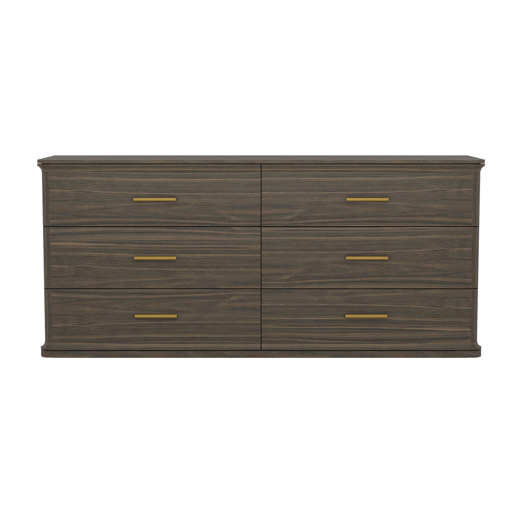 Manhattan Comfort Clifford Traditional Dresser in Walnut (6-Drawer)