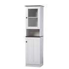 Baxton Studio Lauren Modern and Contemporary Two-tone White and Dark Brown Buffet and Hutch Kitchen Cabinet