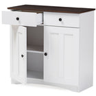 Baxton Studio Lauren Modern and Contemporary Two-tone White and Dark Brown Buffet Kitchen Cabinet with Two Doors and Two Drawers