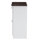 Baxton Studio Lauren Modern and Contemporary Two-tone White and Dark Brown Buffet Kitchen Cabinet with Two Doors and Two Drawers