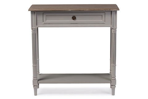 Baxton Studio Edouard French Provincial Style White Wash Distressed Wood and Grey Two-tone 1-drawer Console Table