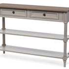 Baxton Studio Edouard French Provincial Style White Wash Distressed Wood and Grey Two-tone 2-drawer Console Table