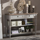 Baxton Studio Edouard French Provincial Style White Wash Distressed Wood and Grey Two-tone 2-drawer Console Table