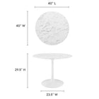 Modway Lippa 40" Round Faux Marble Dining Table