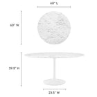 Modway Lippa 60" Round Faux Marble Dining Table