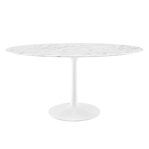 Modway Lippa 60" Oval Faux Marble Dining Table  