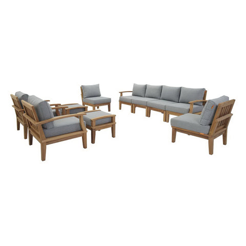 Modway Marina 10 Piece Outdoor Patio Teak Set EEI-1489