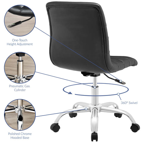 Modway Ripple Armless Mid Back Vinyl Office Chair  