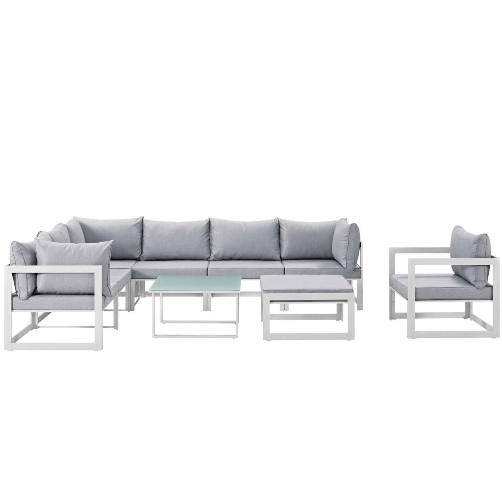 Modway Fortuna 9 Piece Outdoor Patio Sectional Sofa Set  