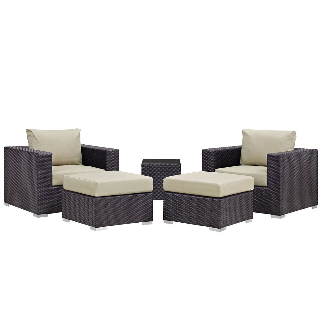 Modway Convene 5 Piece Outdoor Patio Sectional Set  