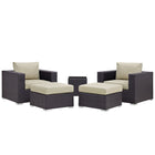 Modway Convene 5 Piece Outdoor Patio Sectional Set  