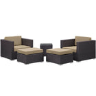 Modway Convene 5 Piece Outdoor Patio Sectional Set  