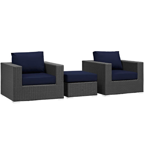 Modway Sojourn 3 Piece Outdoor Patio Sunbrella® Sectional Set EEI-1891