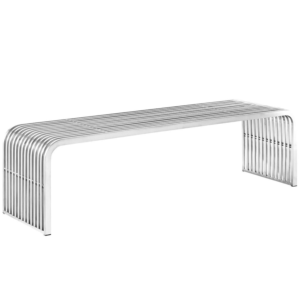 Modway Pipe 60" Stainless Steel Bench  