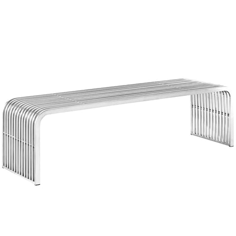 Modway Pipe 60" Stainless Steel Bench  