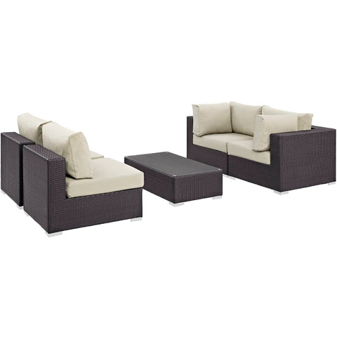 Modway Convene 5 Piece Outdoor Patio Sectional Set EEI-2163