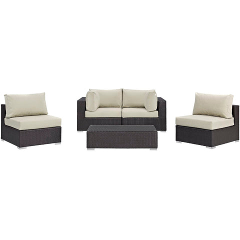 Modway Convene 5 Piece Outdoor Patio Sectional Set EEI-2163