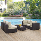 Modway Convene 5 Piece Outdoor Patio Sectional Set EEI-2163