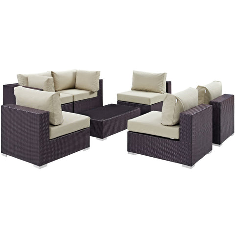 Modway Convene 7 Piece Outdoor Patio Sectional Set EEI-2164