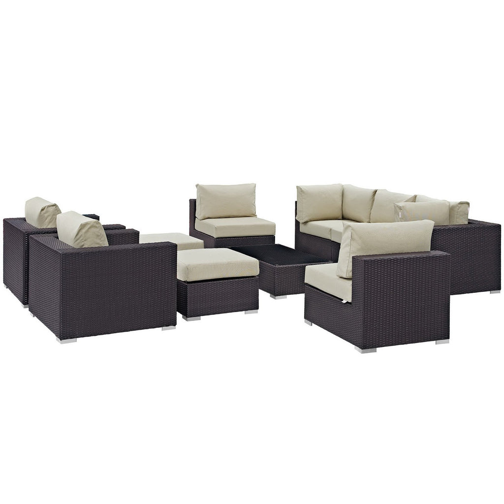 Modway Convene 10 Piece Outdoor Patio Sectional Set  