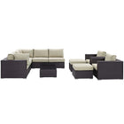 Modway Convene 10 Piece Outdoor Patio Sectional Set