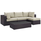 Modway Convene 5 Piece Outdoor Patio Sectional Set EEI-2172
