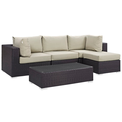 Modway Convene 5 Piece Outdoor Patio Sectional Set EEI-2172