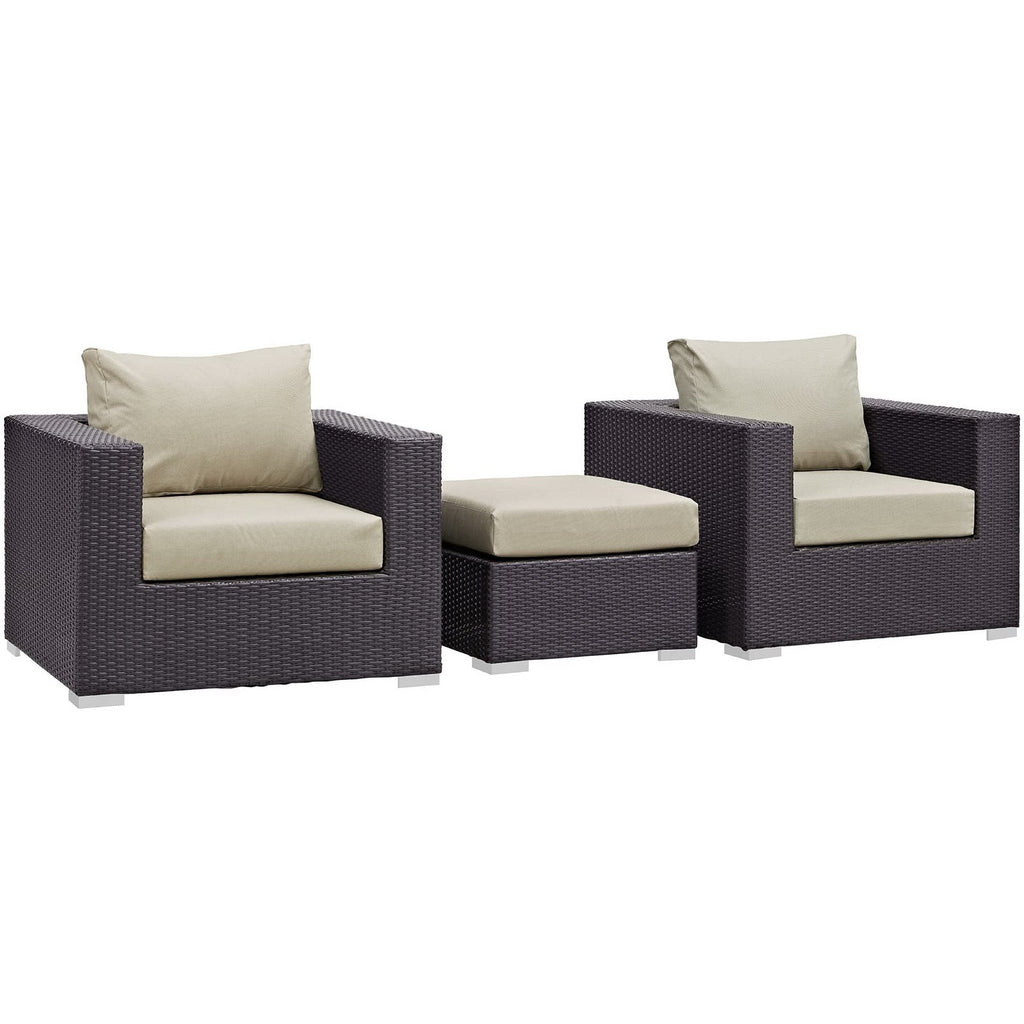 Modway Convene 3 Piece Outdoor Patio Sofa Set  