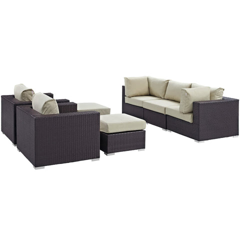 Modway Convene 7 Piece Outdoor Patio Sectional Set EEI-2200