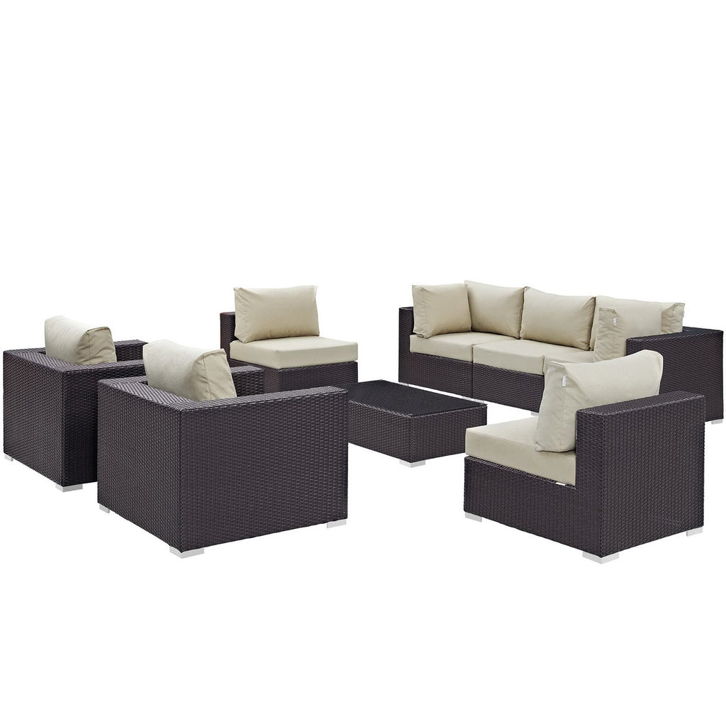 Modway Convene 8 Piece Outdoor Patio Sectional Set  