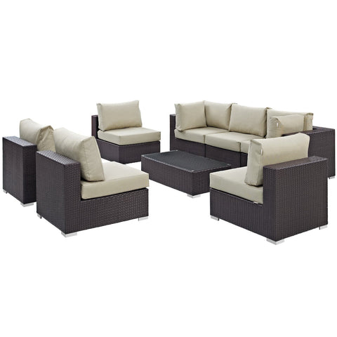 Modway Convene 8 Piece Outdoor Patio Sectional Set EEI-2205