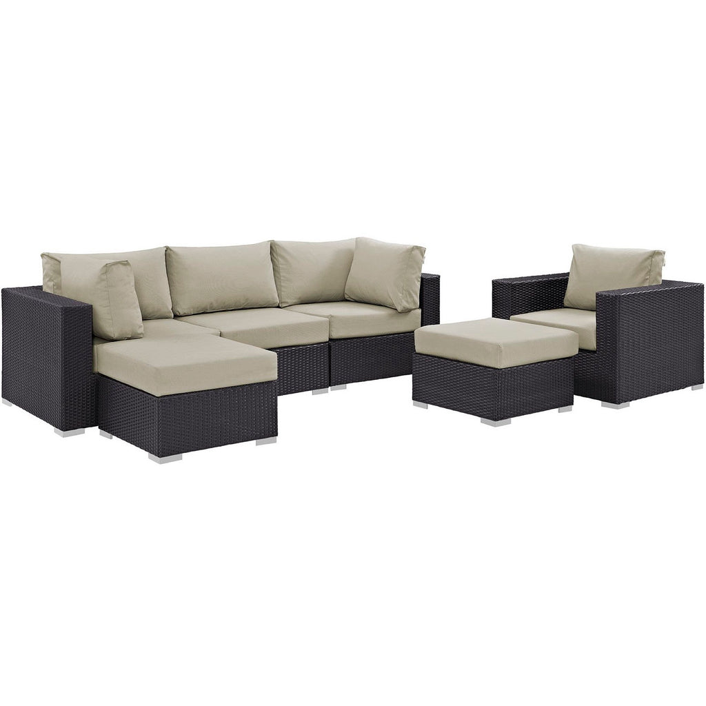 Modway Convene 6 Piece Outdoor Patio Sectional Set  