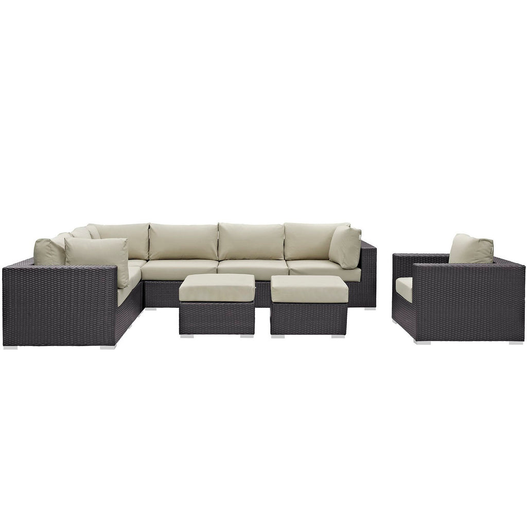 Modway Convene 9 Piece Outdoor Patio Sectional Set  