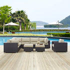 Modway Convene 9 Piece Outdoor Patio Sectional Set