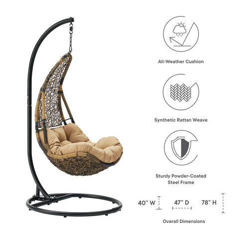 Modway Abate Wicker Rattan Outdoor Patio Swing Chair  