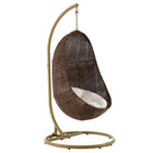 Modway Bean Outdoor Patio Wood Swing Chair With Stand  