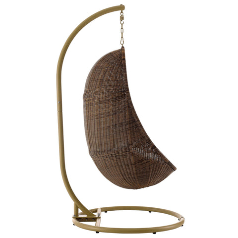 Modway Bean Outdoor Patio Wood Swing Chair With Stand  