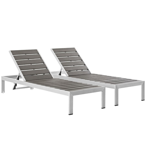 Modway Shore Outdoor Patio Aluminum Chaise Set of 2  