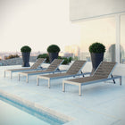 Modway Shore Outdoor Patio Aluminum Chaise Set of 4