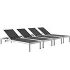 Modway Shore Outdoor Patio Aluminum Chaise Set of 4 EEI-2473