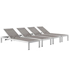 Modway Shore Outdoor Patio Aluminum Chaise Set of 4 EEI-2473