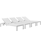 Modway Shore Outdoor Patio Aluminum Chaise Set of 4 EEI-2473