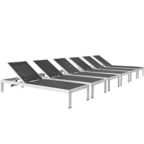 Modway Shore Outdoor Patio Aluminum Chaise Set of 6 EEI-2474