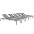 Modway Shore Outdoor Patio Aluminum Chaise Set of 6 EEI-2474