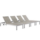 Modway Shore Outdoor Patio Aluminum Chaise Set of 4 EEI-2478