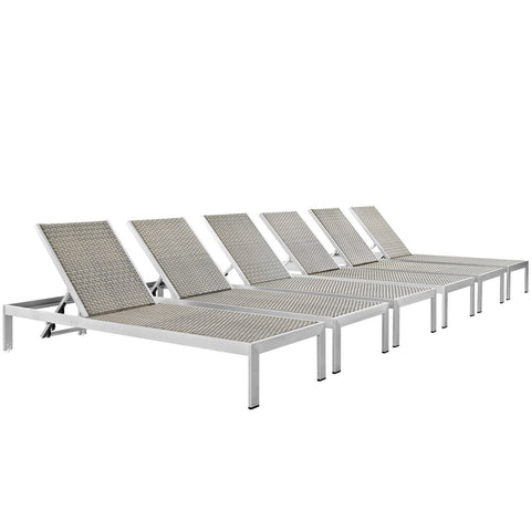 Modway Shore Outdoor Patio Aluminum Chaise Set of 6 EEI-2479