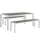 Modway Shore 3 Piece Outdoor Patio Aluminum Dining Set  