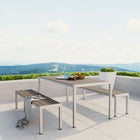 Modway Shore 3 Piece Outdoor Patio Aluminum Dining Set