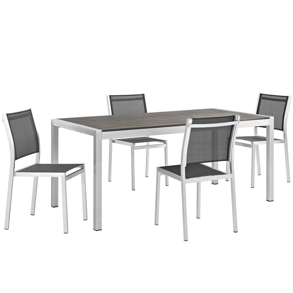 Modway Shore 5 Piece Outdoor Patio Aluminum Dining Set  